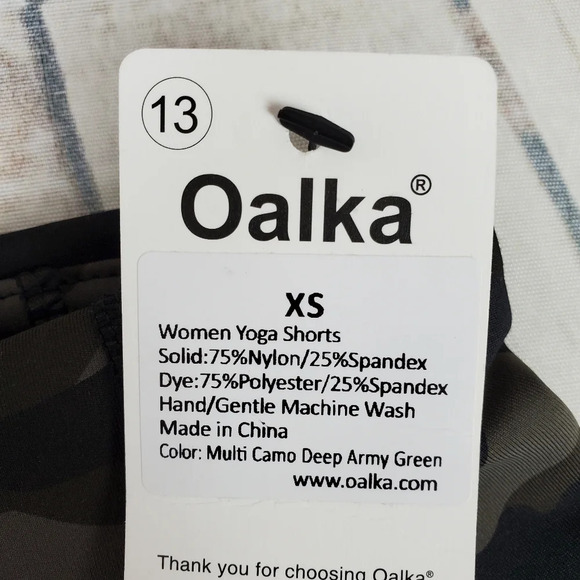 Oakla Yoga Shorts  XS Camo Olive Gray Brown - Picture 3 of 10